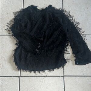 Black Cocktail Skirt with Feathered Texture